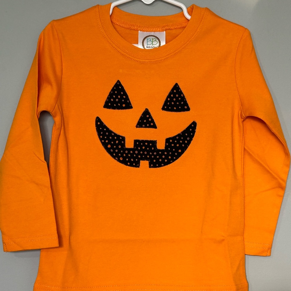 New Made to order Boy’s Orange Pumpkin Face Long Sleeve Tee